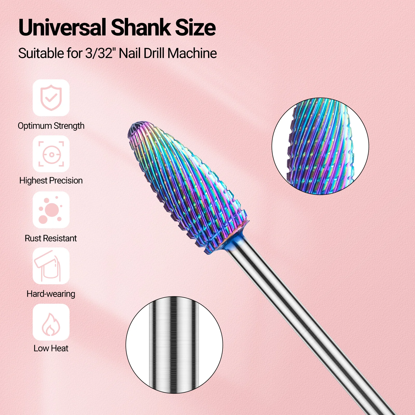New Colorful Tungsten Carbide Nail Drill Bits Set (10pcs) - Image 3